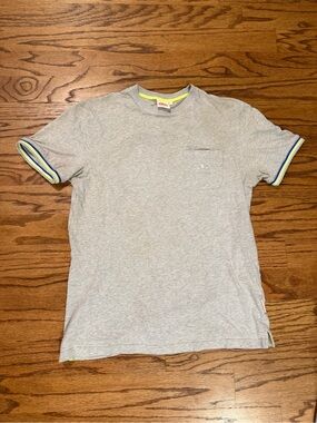Sundek Light Grey Short Sleeve Tee with Yellow & Blue Trim